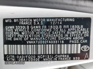 2015 Toyota Yaris L with VIN VNKKTUD32FA033118, listed as a Copart auction lot 56031875 with 111,306 mi miles and Salvage Title. Bid and sale history available at DreamBid. Image 12.