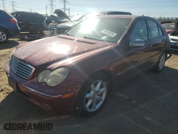 2002 Mercedes-Benz C 230/260/280/320 with VIN WDBRF64J02F197634, listed as a Copart auction lot 74818224 with 169,289 mi miles and Salvage Title. Bid and sale history available at DreamBid. Image 1.