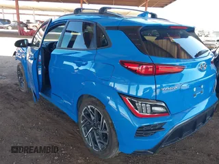 2022 Hyundai Kona N Line with VIN KM8K33A36NU824980, listed as a IAAI auction lot 41814053 with 1 mi miles. Bid and sale history available at carsss.com. Image 3.