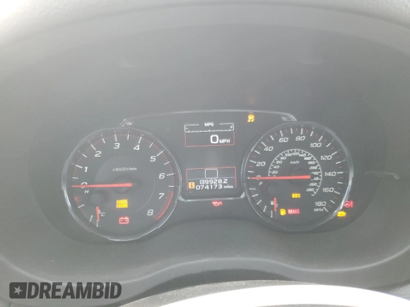 2020 Subaru WRX Premium with VIN JF1VA1C66L9832537, listed as a Copart auction lot 46789495 with 74,173 mi miles and Salvage Title. Bid and sale history available at carsss.com. Image 9.