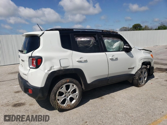 2016 Jeep Renegade Limited with VIN ZACCJBDT7GPC71488, listed as a Copart auction lot 54675825 with 147,737 mi miles and Salvage title. Bid and sale history available at DreamBid. Image 3.