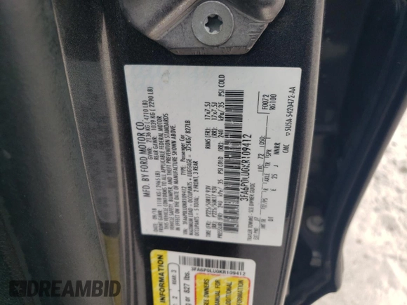 2019 Ford Fusion Hybrid SE with VIN 3FA6P0LU0KR109412, listed as a Copart auction lot 54149985 with 153,077 mi miles and Clean Title. Bid and sale history available at carsss.com. Image 12.
