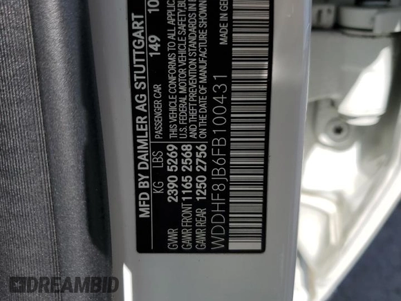 2015 Mercedes-Benz E 350 Luxury with VIN WDDHF8JB6FB100431, listed as a Copart auction lot 56110925 with 106,653 mi miles and Salvage title. Bid and sale history available at DreamBid. Image 12.