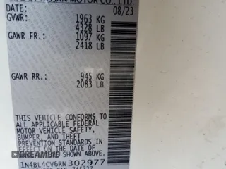 2024 Nissan Altima SR with VIN 1N4BL4CV6RN302977, listed as a Copart auction lot 48794495 with 3,184 mi miles and Salvage Title. Bid and sale history available at DreamBid. Image 12.