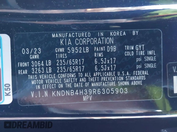 2024 Kia Carnival LX with VIN KNDNB4H39R6305903, listed as a IAAI auction lot 41221326 with 30,524 mi miles. Bid and sale history available at carsss.com. Image 9.