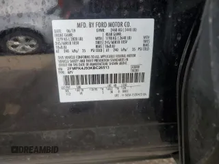 2019 Ford Edge SEL with VIN 2FMPK4J93KBC26513, listed as a Copart auction lot 59301295 with 58,364 mi miles and Salvage title. Bid and sale history available at DreamBid. Image 13.
