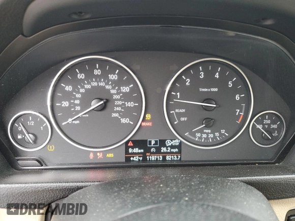 2015 BMW 3 Series 320i xDrive with VIN WBA3C3C5XFK202965, listed as a Copart auction lot 52422275 with 119,713 mi miles and Salvage title. Bid and sale history available at DreamBid. Image 9.
