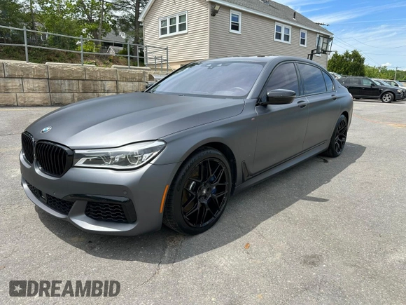 2018 BMW 7 Series M760i xDrive with VIN WBA7H6C54JG614931, listed as a Copart auction lot 59110125 with 71,953 mi miles and Clean title. Bid and sale history available at DreamBid. Image 1.