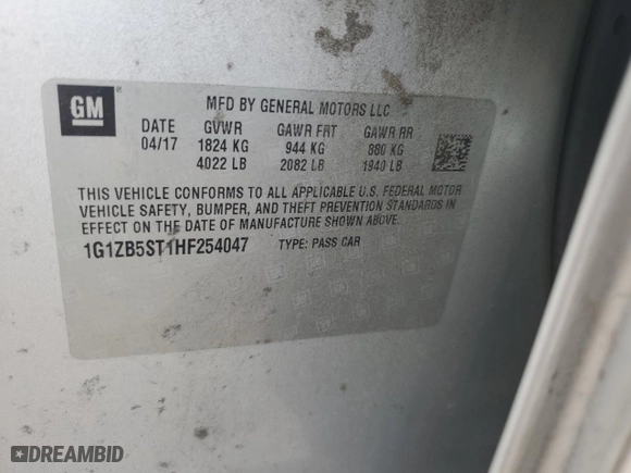 2017 Chevrolet Malibu LS with VIN 1G1ZB5ST1HF254047, listed as a Copart auction lot 69167813 with 196,155 mi miles and Salvage Title. Bid and sale history available at carsss.com. Image 14.