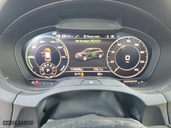 2017 Audi A3 Sportback e-tron Premium Plus with VIN WAUTPBFF3HA108955, listed as a Copart auction lot 65439884 with 130,608 mi miles and Salvage Title. Bid and sale history available at carsss.com. Image 9.
