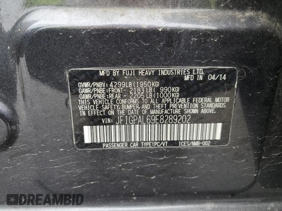 2014 Subaru Impreza Special Sports Premium with VIN JF1GPAL69E8289202, listed as a Copart auction lot 53635015 with 108,161 mi miles and Salvage title. Bid and sale history available at DreamBid. Image 14.