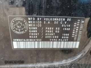 2014 Volkswagen Jetta SE с VIN 3VWD07AJ6EM407050, выставлен на аукционе Copart как лот 57455305 с пробегом 236 988 миль миль и Чистый • Clean title. История ставок и продаж доступна на DreamBid. Изображение 12.