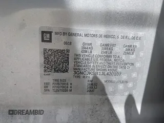 2018 Chevrolet Trax LS with VIN 3GNCJKSB1JL420107, listed as a IAAI auction lot 42129972 with 595,541 mi miles. Bid and sale history available at carsss.com. Image 9.