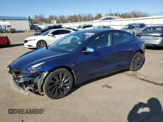 2021 Tesla Model 3 Performance with VIN 5YJ3E1EC3MF020371, listed as a Copart auction lot 48191675 with 39,617 mi miles and Salvage Title. Bid and sale history available at DreamBid. Image 1.