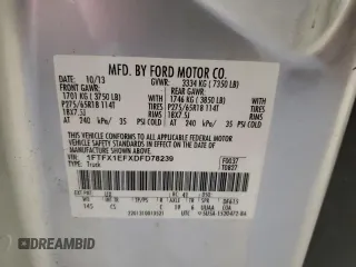 2013 Ford F-150 XL with VIN 1FTFX1EFXDFD78239, listed as a Copart auction lot 52760825 with 279,810 mi miles and Clean Title. Bid and sale history available at carsss.com. Image 12.