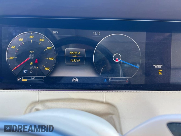 2019 Mercedes-Benz S-Class S 560 with VIN WDDXJ8GB0KA037165, listed as a Copart auction lot 43574845 with 163,219 mi miles and Clean Title. Bid and sale history available at carsss.com. Image 8.