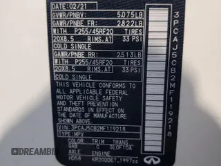 2021 Infiniti QX50 Essential z VIN 3PCAJ5CB2MF119218, wystawiony jako Copart lot #60081225 z przebiegiem 34 481 mil mil oraz Szkoda całkowita • Salvage title. Historia ofert i sprzedaży dostępna na DreamBid. Obrazek 13.