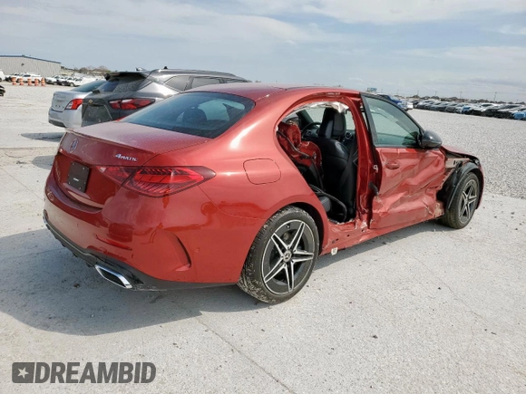 2023 Mercedes-Benz C 300 with VIN W1KAF4HB0PR109991, listed as a Copart auction lot 50087035 with 5,548 mi miles and Salvage Title. Bid and sale history available at DreamBid. Image 3.