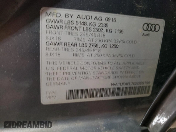 2016 Audi allroad Premium Plus with VIN WA1UFAFL7GA009199, listed as a Copart auction lot 74836224 with 110,573 mi miles and Clean Title. Bid and sale history available at carsss.com. Image 12.