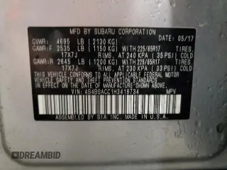 2017 Subaru Outback Premium с VIN 4S4BSACC1H3418734, выставлен на аукционе Copart как лот 54127455 с пробегом 156 639 миль миль и Списание • Salvage title. История ставок и продаж доступна на DreamBid. Изображение 14.