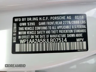 2018 Porsche Macan с VIN WP1AA2A58JLB07514, выставлен на аукционе Copart как лот 61179385 с пробегом 44 227 миль миль и Списание • Salvage title. История ставок и продаж доступна на DreamBid. Изображение 14.