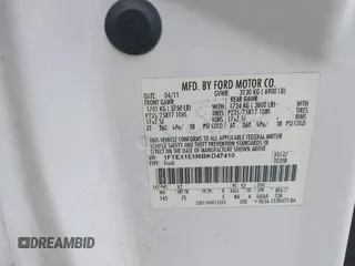 2011 Ford F-150 XL with VIN 1FTEX1EM6BKD47410, listed as a IAAI auction lot 41575535 with 372,634 mi miles and . Bid and sale history available at carsss.com. Image 8.