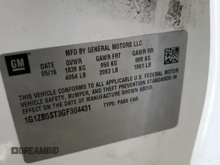 2016 Chevrolet Malibu LS z VIN 1G1ZB5ST3GF304431, wystawiony jako Copart lot #55140585 z przebiegiem 153 325 mil mil oraz Szkoda całkowita • Salvage title. Historia ofert i sprzedaży dostępna na DreamBid. Obrazek 12.