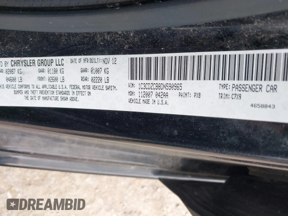 2013 Dodge Avenger SXT with VIN 1C3CDZCB8DN590965, listed as a IAAI auction lot 42154596 with 173,070 mi miles and . Bid and sale history available at carsss.com. Image 9.