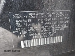 2019 Genesis G70 Advanced with VIN KMTG44LA0KU038176, listed as a IAAI auction lot 41718528 with 85,728 mi miles and . Bid and sale history available at DreamBid. Image 9.