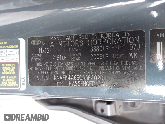 2016 Kia Forte LX with VIN KNAFK4A66G5564020, listed as a IAAI auction lot 41816809 with 106,150 mi miles. Bid and sale history available at carsss.com. Image 9.
