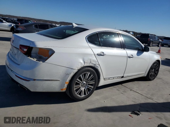 2016 Kia Cadenza Premium with VIN KNALN4D72G5216455, listed as a Copart auction lot 85194584 with 105,881 mi miles and Salvage Title. Bid and sale history available at carsss.com. Image 3.