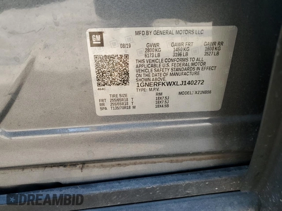 2020 Chevrolet Traverse LS with VIN 1GNERFKWXLJ140272, listed as a Copart auction lot 48735895 with 109,945 mi miles and Salvage title. Bid and sale history available at DreamBid. Image 15.