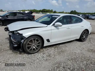 2023 Genesis G70 2.0T with VIN KMTG34TAXPU106977, listed as a Copart auction lot 60607495 with 19,904 mi miles and Non repairable. Bid and sale history available at DreamBid. Image 1.