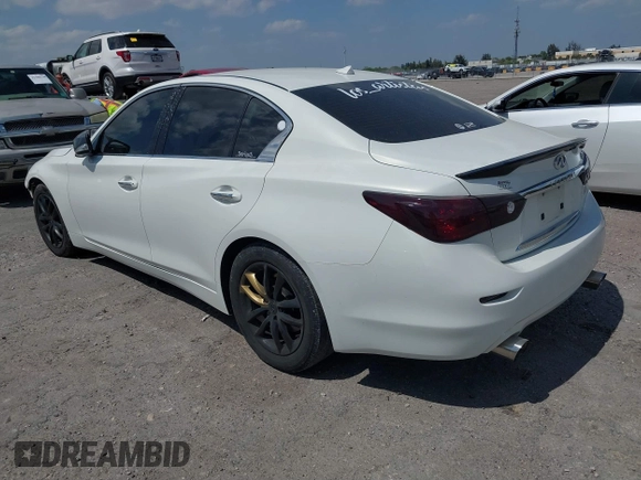 2014 Infiniti Q50 with VIN JN1BV7AP2EM671929, listed as a IAAI auction lot 41794659 with 77,930 mi miles. Bid and sale history available at carsss.com. Image 3.