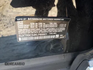 2019 BMW X3 xDrive30i with VIN 5UXTR9C54KLP89901, listed as a Copart auction lot 42340375 with 0 mi miles and Salvage Title. Bid and sale history available at carsss.com. Image 16.