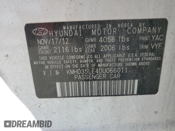 2013 Hyundai Elantra GT with VIN KMHD35LE4DU066011, listed as a Copart auction lot 72745354 with 249,335 mi miles and Salvage Title. Bid and sale history available at carsss.com. Image 14.
