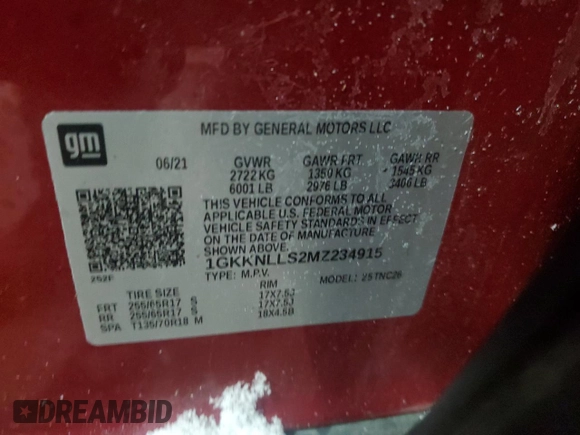 2021 GMC Acadia AT4 with VIN 1GKKNLLS2MZ234915, listed as a Copart auction lot 87026744 with 25,302 mi miles and Salvage Title. Bid and sale history available at carsss.com. Image 16.