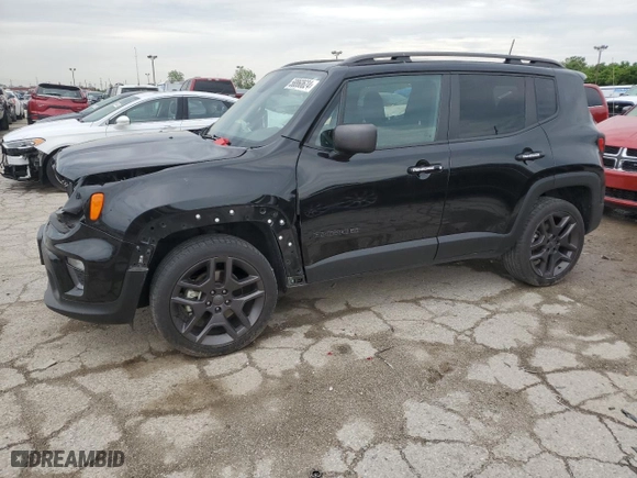 2021 Jeep Renegade Latitude with VIN ZACNJDBB1MPN20858, listed as a Copart auction lot 58860624 with 0 mi miles and Salvage Title. Bid and sale history available at carsss.com. Image 1.