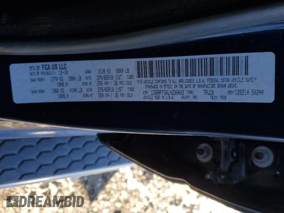 2020 Ram 1500 Big Horn с VIN 1C6RRFFG4LN230403, выставлен на аукционе Copart как лот 42433695 с пробегом 84 486 миль миль и Списание • Salvage title. История ставок и продаж доступна на DreamBid. Изображение 14.