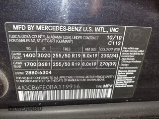 2011 Mercedes-Benz R 350 with VIN 4JGCB6FE0BA119916, listed as a IAAI auction lot 42553464 with 149,201 mi miles and . Bid and sale history available at DreamBid. Image 9.