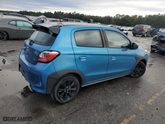 2023 Mitsubishi Mirage Black Edition with VIN ML32AWHJ3PH003298, listed as a Copart auction lot 43074035 with 32869 miles and Clean Title. Bid and sale history available at carsss.com. Image 3.