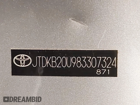 2008 Toyota Prius with VIN JTDKB20U983307324, listed as a IAAI auction lot 42383980 with 193,311 mi miles and . Bid and sale history available at DreamBid. Image 18.
