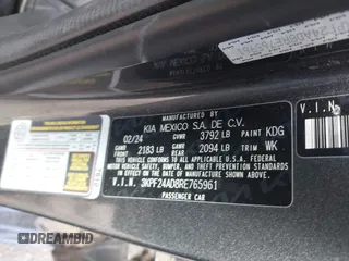 2024 Kia Forte LXS with VIN 3KPF24AD8RE765961, listed as a IAAI auction lot 41687582 with 7,635 mi miles. Bid and sale history available at carsss.com. Image 9.