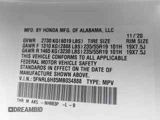 2021 Honda Odyssey Touring z VIN 5FNRL6H85MB034888, wystawiony jako IAAI lot #42386984 z przebiegiem 40 514 mil mil oraz . Historia ofert i sprzedaży dostępna na DreamBid. Obrazek 9.