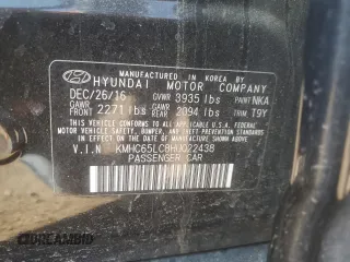 2017 Hyundai Ioniq Blue z VIN KMHC65LC8HU022438, wystawiony jako Copart lot #55331285 z przebiegiem 224 662 mil mil oraz Czysty tytuł • Clean title. Historia ofert i sprzedaży dostępna na DreamBid. Obrazek 12.