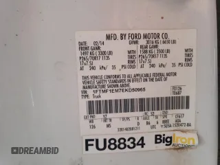 2014 Ford F-150 XL with VIN 1FTMF1EM7EKD50965, listed as a Copart auction lot 49637455 with 128,797 mi miles and Clean Title. Bid and sale history available at DreamBid. Image 12.