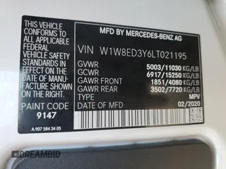 2020 Mercedes-Benz Sprinter with VIN W1W8ED3Y6LT021195, listed as a Copart auction lot 62437603 with 49,889 mi miles and . Bid and sale history available at DreamBid. Image 13.