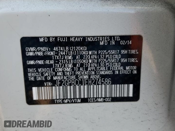2014 Subaru Crosstrek with VIN JF2GPBCC1EH274586, listed as a Copart auction lot 88400355 with 157,495 mi miles and Salvage title. Bid and sale history available at DreamBid. Image 13.