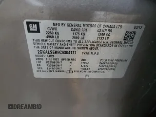 2012 GMC Terrain SLE-2 z VIN 2GKALSEK9C6304171, wystawiony jako Copart lot #47538115 z przebiegiem 156 109 mil mil oraz Szkoda całkowita • Salvage title. Historia ofert i sprzedaży dostępna na DreamBid. Obrazek 13.