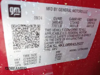 2024 GMC Yukon XL AT4 with VIN 1GKS2HKL0RR412537, listed as a IAAI auction lot 41773908 with Not Provided miles. Bid and sale history available at carsss.com. Image 9.